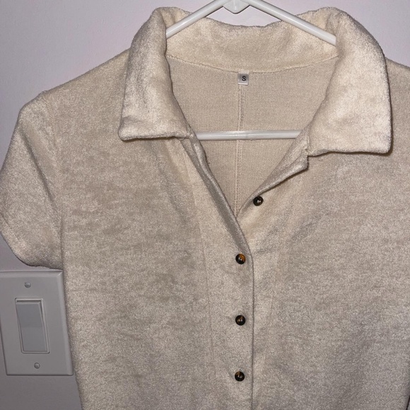 Women's Cream and Brown Jumpsuit - Picture 2 of 4